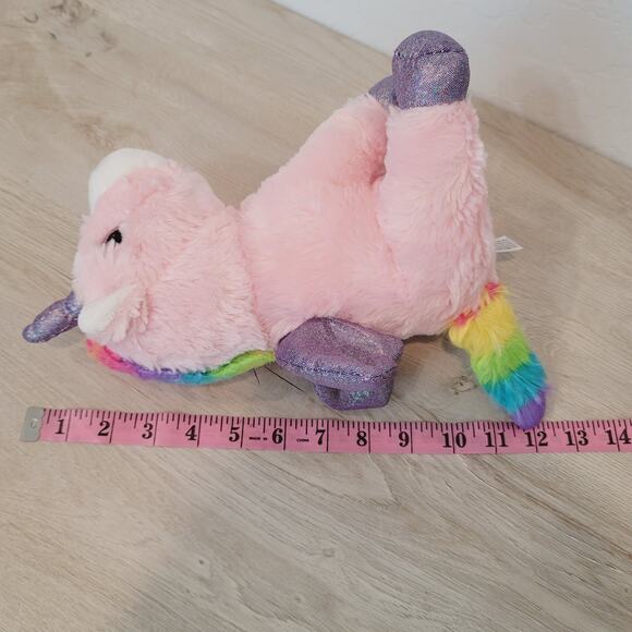 Anico Intl Unicorn Plush Stuffed Animal Pink Purple Glitter Hooves Eyes 10" - Picture 3 of 12